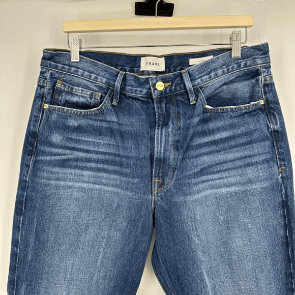 Frame Le Piper Womens Jeans Size 32 in Blue Sky High Rise Slim Straight Cropped - Picture 14 of 15